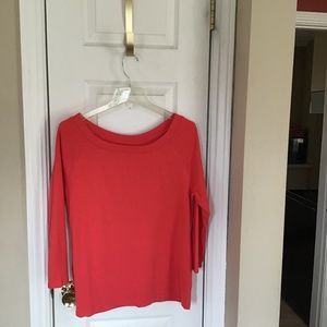 Talbots Bateau Neck Tee Size Large -poppy red